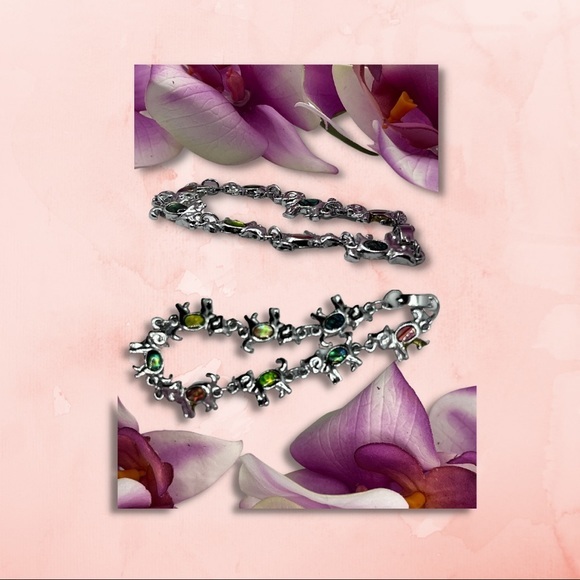 Vintage Gemstone Cats Fashion Bracelet - 7 1/2 Inches (EUC) - Picture 3 of 3